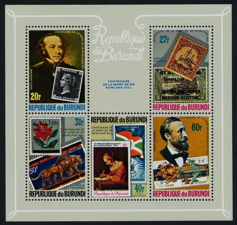 Burundi 565-9, C272 MNH Stamp on Stamp, Rowland Hill, Flag, Aircraft, Ship