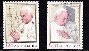O) 1988 POLAND, PAPE JOHANES PAULUS II, SET FOR 2, MNH.