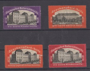 German Steckenpferd Soap Advertising Stamps, Darmstadt & Friedenstein Palaces