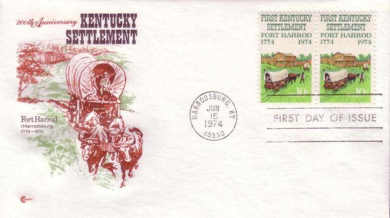 FDC Sc# 1542 Fort Harrod Kentucky CC Cachet L964