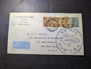 1930 British Jamaica Airmail First Flight Cover FFC Kingston to New York NY USA