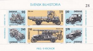 SA22n Sweden 1980 History of Cars MNG minisheet