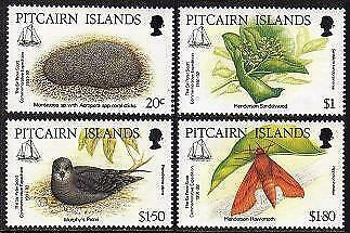 HERRICKSTAMP PITCAIRN ISLANDS Sc.# 371-74 1992 Expedition Insect, Flower