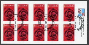 Australia SG2589a 2006 50c Roses Self Adhesive Booklet Pane Fine Used