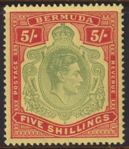 1938 - 1951 Bermuda KGVI 5/ issue Perf 14 MMH Sc# 125a CV $60.00 Stk #3