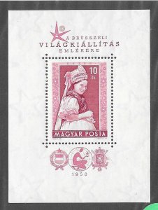 HUNGARY Sc 1189 NH ISSUE OF 1958 - COSTUMES - SOUVENIR SHEET