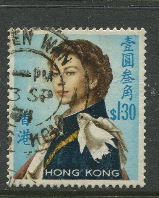 Hong Kong - Scott 213 -QEII Definitive Issue-1962 -Used- Single $1.30c Stamp