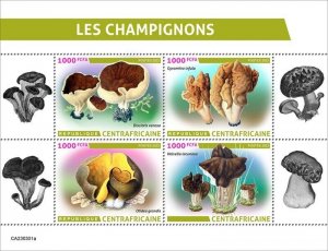 Central Africa - 2023 Mushrooms, Hooded False Morel - 4 Stamp Sheet - CA230301a