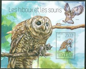 TOGO 2013 OWLS SOUVENIR SHEET MINT NH