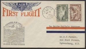 1936 Flight Cover Registered La Loche - Buffalo Narrows SASK Nice Airmail Cachet