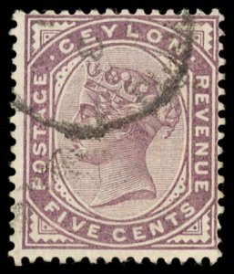 CEYLON Sc 131 USED - 1886 5c Queen VIctoria