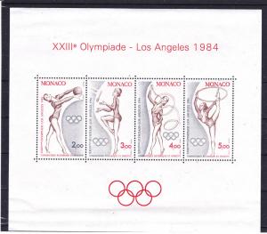 Monaco 1418 MNH 1984 Olympics, Los Angeles Sov. Sheet