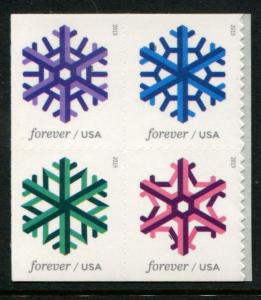 5034a US (49c) Geometric Snowflakes SA, MNH blk/4