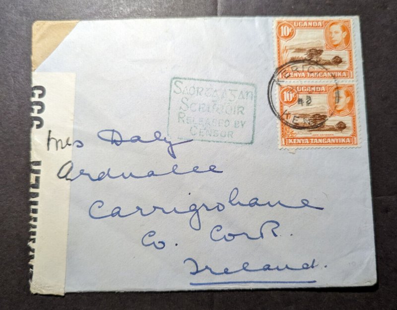 1942 Censored British KUT Cover Kericho to Ireland