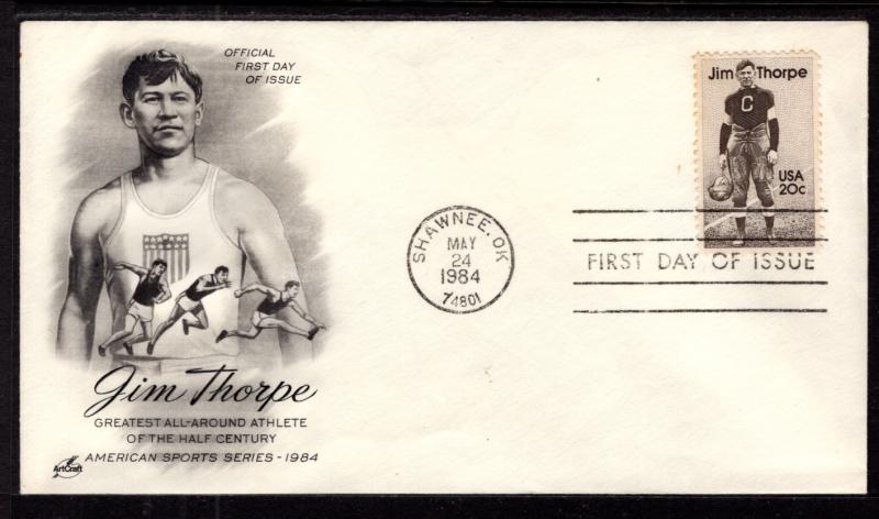 US 2089 Jim Thorpe Artcraft U/A FDC