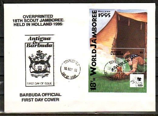 Barbuda, Scott cat. 1578. Holland Scout Jamboree s/sheet. First day cover. ^