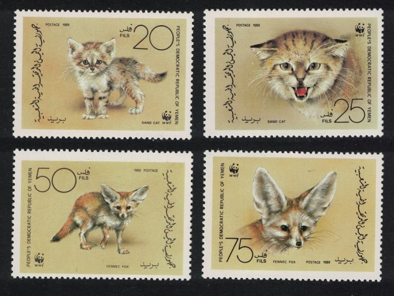 Yemen Sand Cat Fennec Fox Endangered Animals WWF 4v 1989 MNH SG#412-415