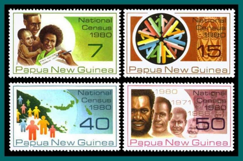 Papua New Guinea 1980 National Census, MNH  517-520,SG389-SG392