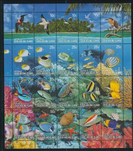 Cocos Islands # 344, Birds, Marine Life, Sheet of 20 Different, NH, 1/2 Cat.