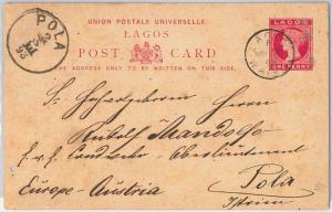 51891- LAGOS -  POSTAL HISTORY - POSTAL STATIONERY CARD to POLA Istria 1893