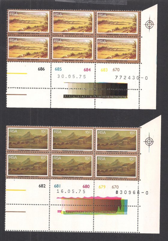 SOUTH AFRICA SC# 443-46  CONTROL BK/6 CYLINDER #674-84 #0 FVF/MNH