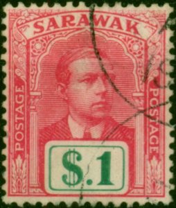 Sarawak 1918 $1 Bright Rose & Green SG61 Fine Used