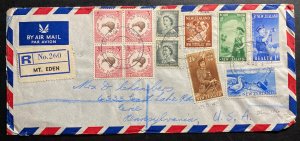 1959 Mount Eden New Zealand Registered Airmail cover To Erie PA USA