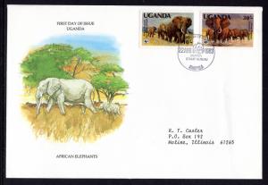 Uganda 372-373 Elephants Typed FDC