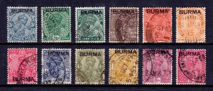 Burma - Scott #1//12 - Used - Short set - SCV $6.85