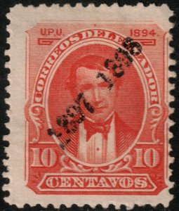 ✔️ ECUADOR 1897/1898 ROCAFUERTE OVERPRINT UPWARDS SC. 96 MNG [053]