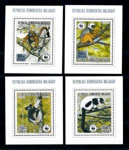 [95923] Madagascar Malagasy 1988 Wild Life Monkeys Lemurs WWF Perf. Sheet MNH