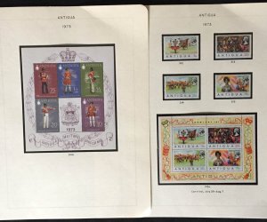 COLLECTION OF ANTIGUA STAMPS FROM 1971-75 IN ALBUM PAGES - ALL MINT NH STAMPS