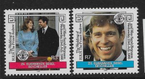 SEYCHELLES-Z.E.S. SG133/4 1986 ROYAL WEDDING SET MNH