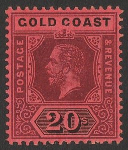 GOLD COAST 1913 KGV 20/- purple & black on red.