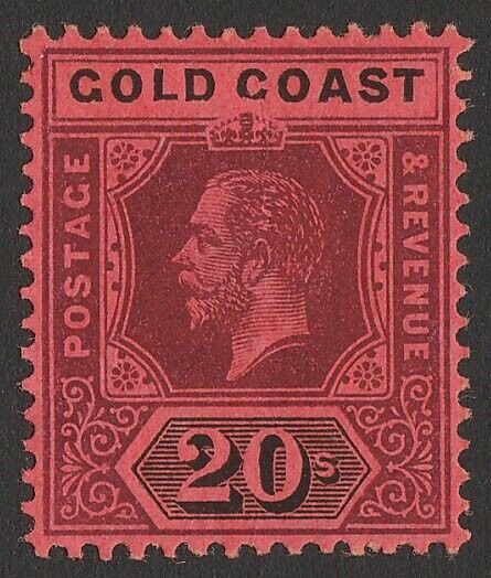 GOLD COAST 1913 KGV 20/- purple & black on red.