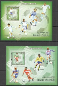 B1146 2006 Sao Tome & Principe Football World Cup Germany Zidane Beckham 2Bl Mnh