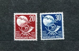 GERMANY FRENCH OCCUPATION ZONE RHINE PALATINATE 1949 UPU 6N41-6N42 PERFECT MNH