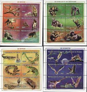 Bats,Gorillas,Birds of Prey by Chad MNH Sc  769-71G    Mi # 1691-1714