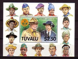 Tuvalu, Scott cat. 464. Australian Scout Jamboree s/sheet. Specimen o/p. ^