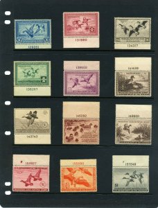 United States Federal Hunting Duck Stamps #RW1-RW80 VF-XF NH P#S Set