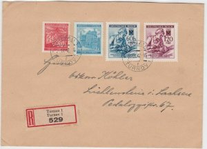 BOHMEN & MAHREN ,  TURNOV  REGISTERED COVER 1942 & LICHTENSTEIN CANCEL  R2972