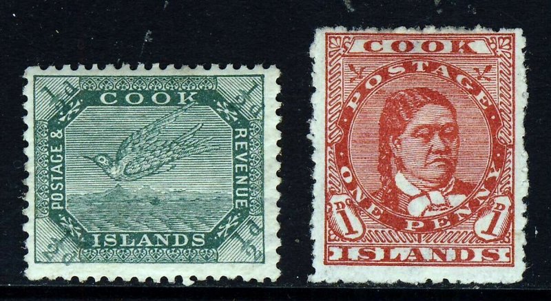 COOK ISLANDS 1909-11 ½d. & 1d. P14½x14 & P14 Wmk Close NZ Star SG 37 & 38a MINT