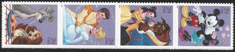 Scott #4025-4028a MNH Art of Disney Strip of 4