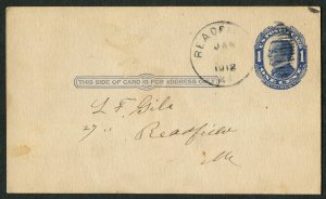 1912 US Postal Card Readfield Maine AOUW Lodge Death List Assessment RFD Usage