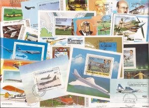 Airplanes Stamp Collection - 25 Different Stamp Souvenir Sheets