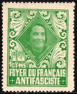 1937 Spain Civil War Propaganda Stamp 10 Centimos Home French Anti Fascists