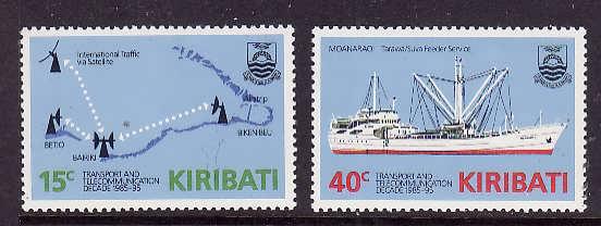 Kiribati-Sc#468-9-Unused NH set-Ships-Telecommunications-1985-