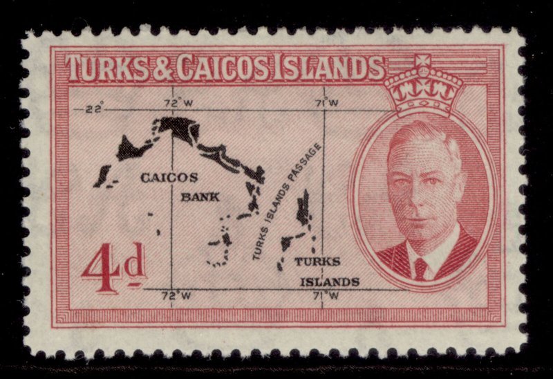 TURKS & CAICOS ISLANDS GVI SG227, 4d black & rose, M MINT. 