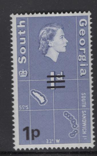 SOUTH GEORGIA 18 MNH  ISLANDS MAP ISSUE 1963