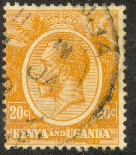 KENYA  AND UGANDA 1922-27 KGV 20c Portrait Issue Sc 25 VFU